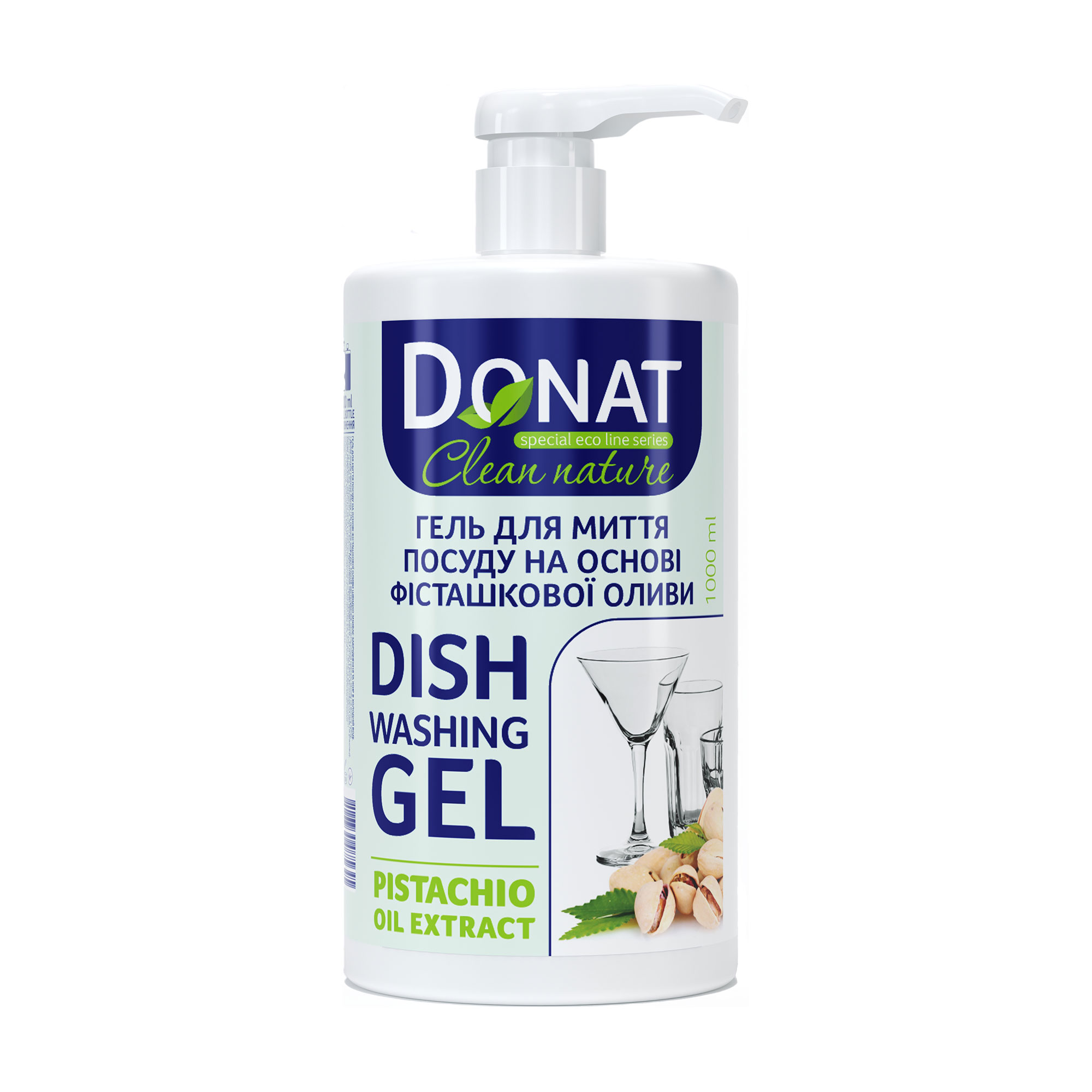 Гель для миття посуду Donat Clean Nature на основі фісташкової оливи, 1 л